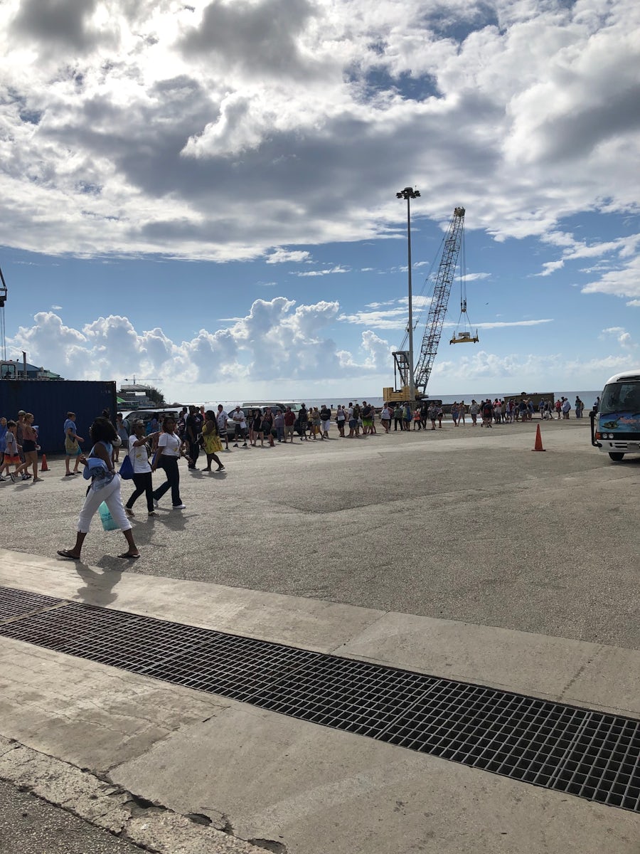Line to get back on board from Grand Cayman. We got there at 3:00 - too lon
