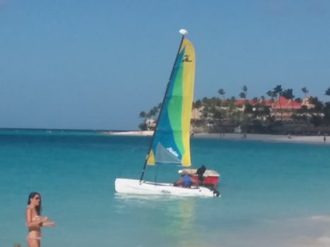 Divi Beach (public) is an easy +/- 20 minute walk from the port in Aruba.