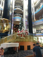 A view of the main atrium stairs on Christmas Day on the Discovery 2