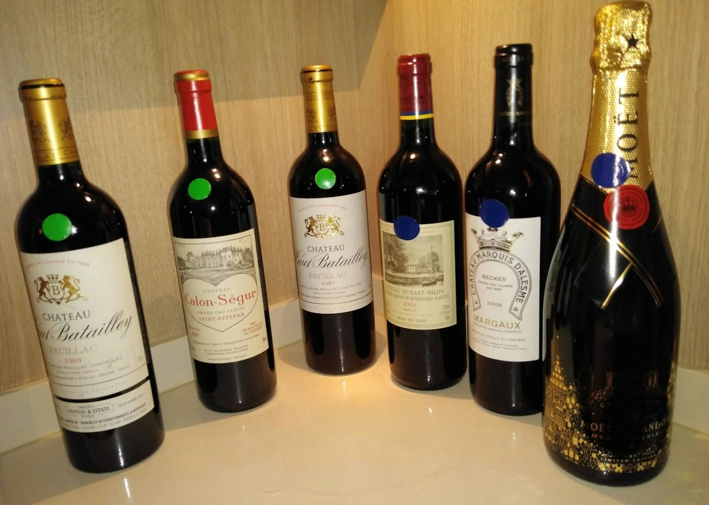 Some of the wine brought on board