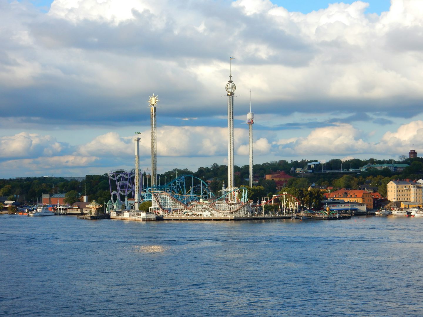 View of the amusement park in Stockholm from cabin 7002 on the port side of