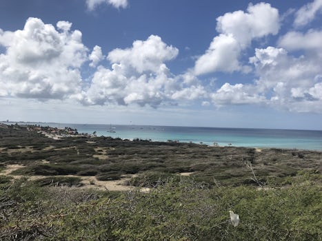 view of eagle beach from California lighthouse in aruba