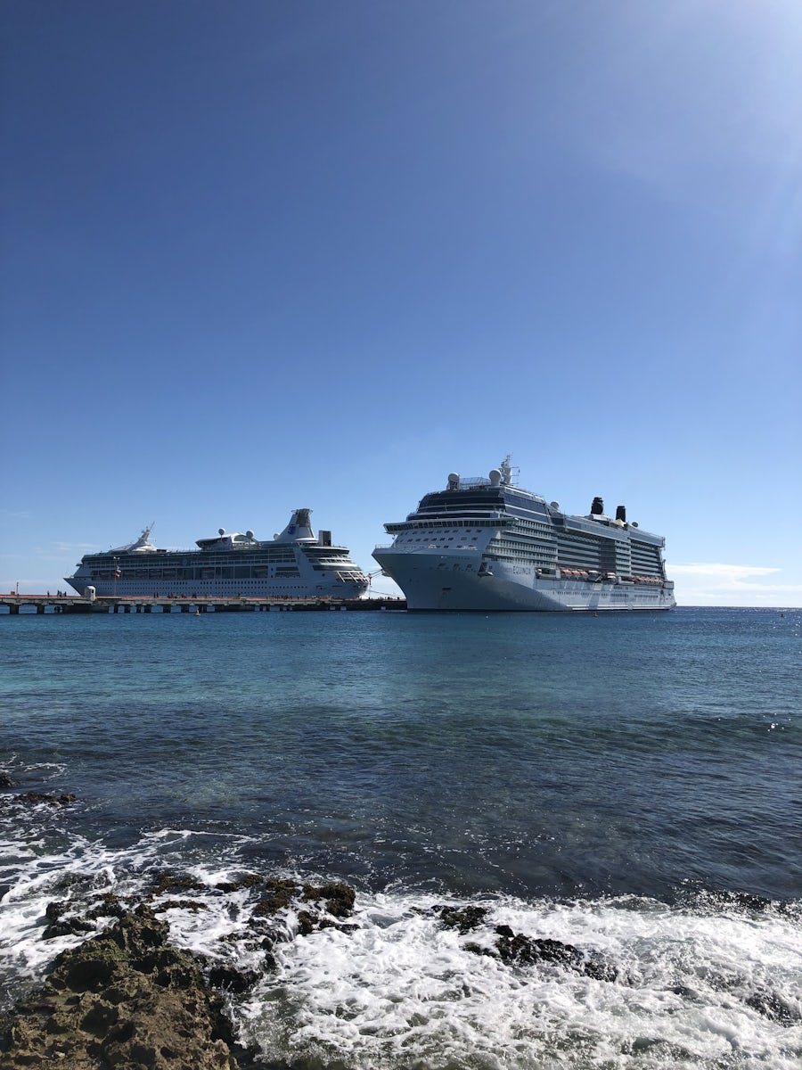 Celebrity Equinox and Vision of the Seas docked at Costa Maya