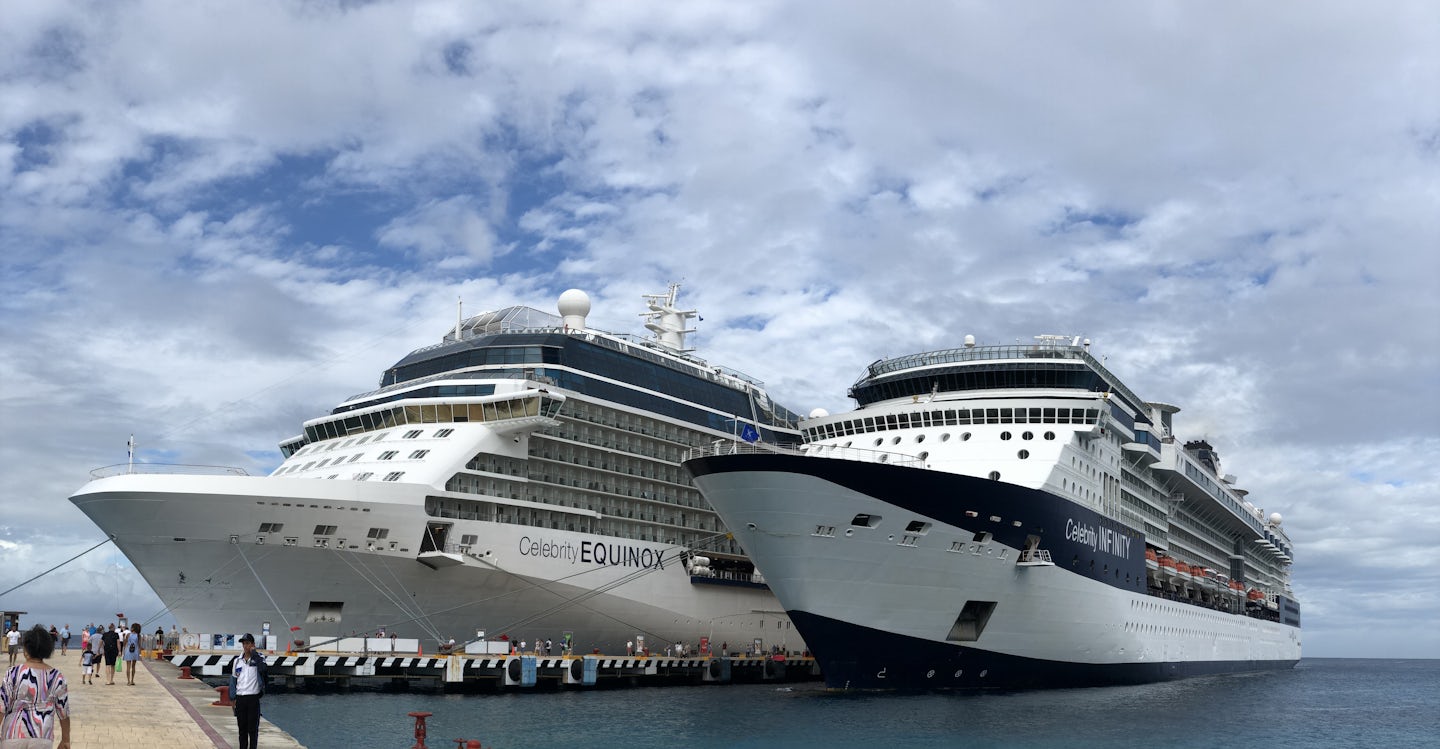 Celebrity Equinox and Infinity docked at Cozumel