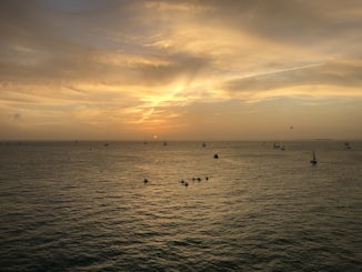 Unset in Key West from balcony of Viking Sun