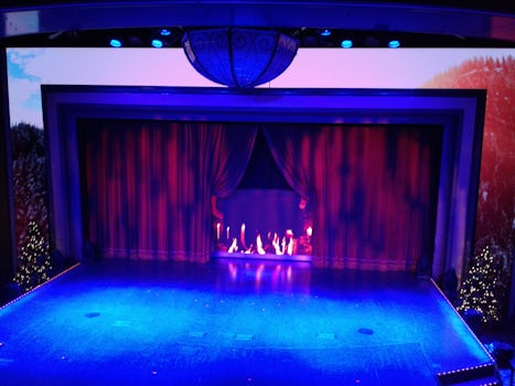 Royal Court Theatre set up as fireplace/yule log