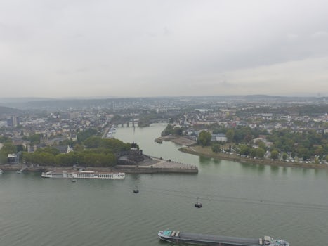 The view from Ehrenbreitstein Fortress.  Confluence of the Rhine and the Mo