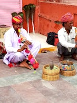 Jaipur, India - snake charmers along the street