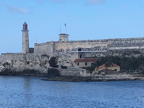 Pulling out of Havana. the lighthouse and fort