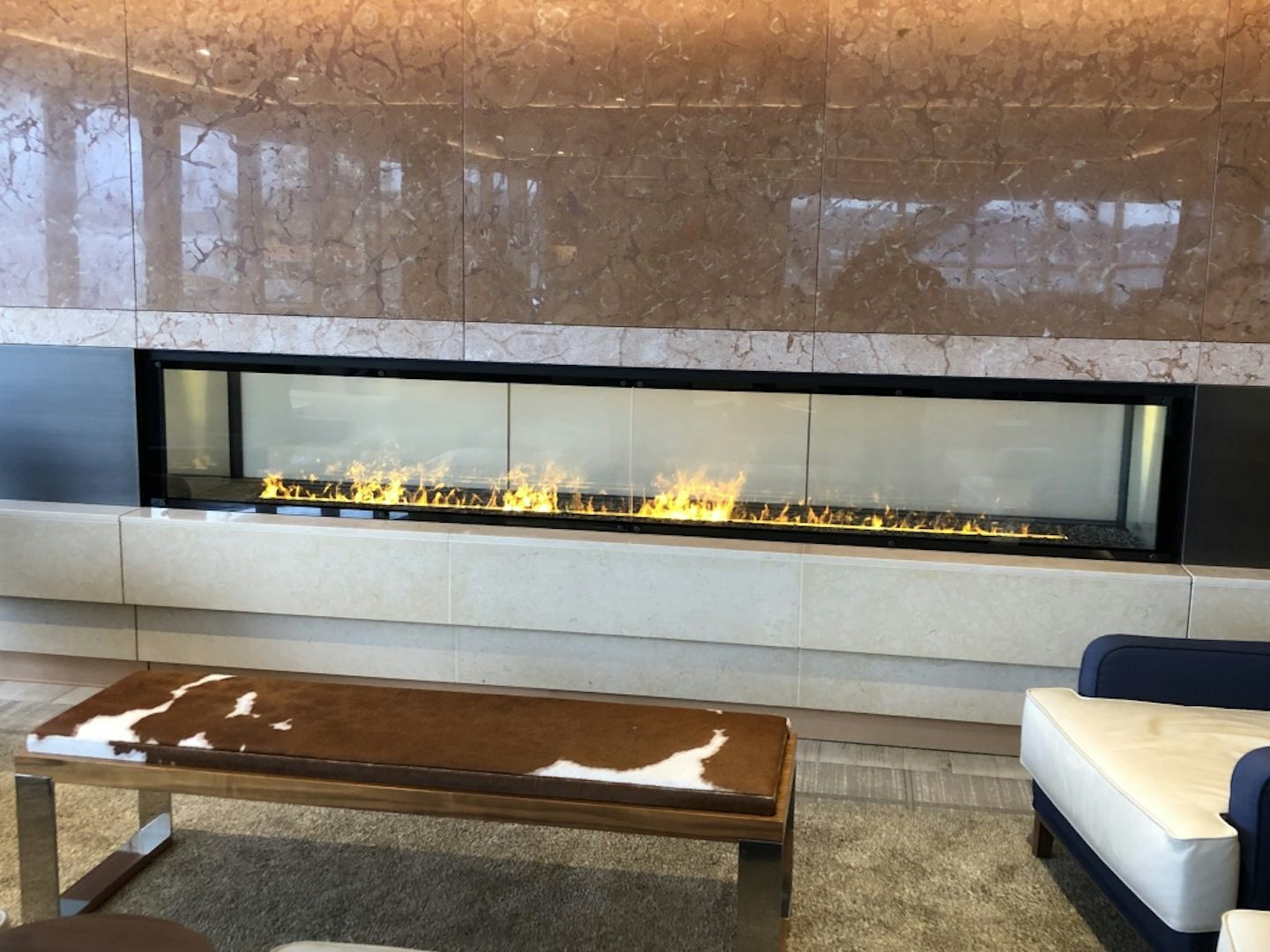 Lovel 'steam' fireplace in one of the lounges