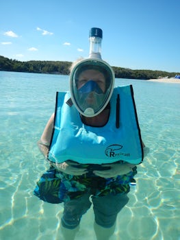 Enjoying my snorkel mask on Blue Lagoon Island.  It's a great way to se