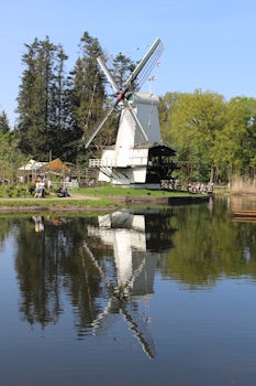 A vintage windmill in the Open Air Museum