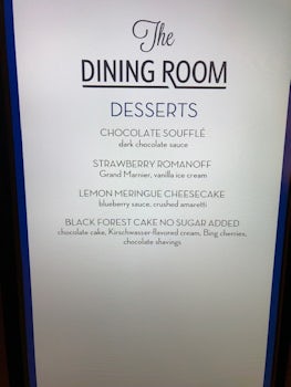 Dessert menu first night of cruise.  It gets bigger and more decadent each