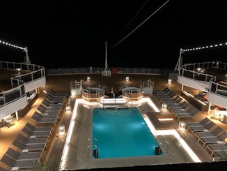 Sea View pool at night.