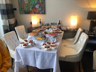 Private Cocktail Party food setup in our suite