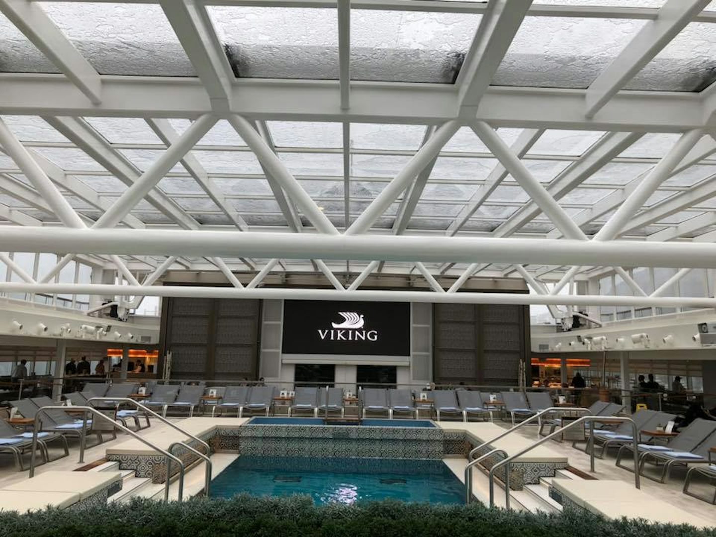 Covered pool. During nice weather, the roof retracts
