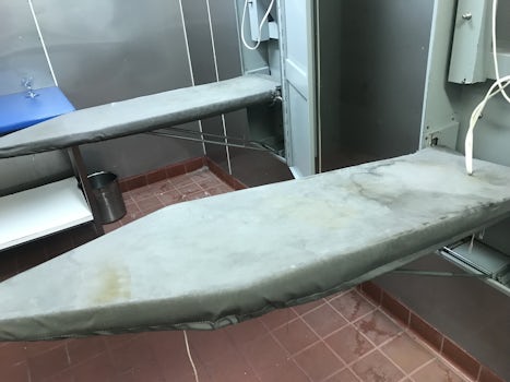 Ironing board in one of the laundry rooms in the entire ship