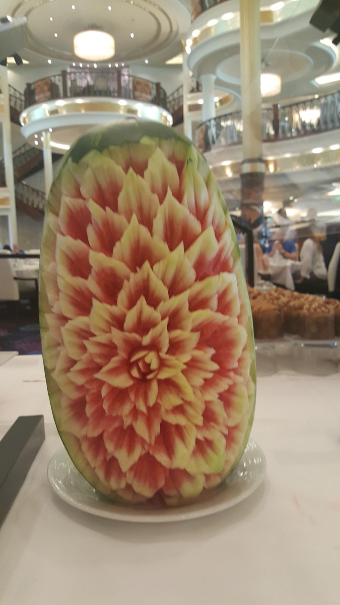 Carved Watermelon at breakfast in the main dining room.