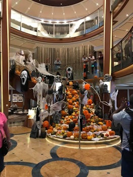 main atrium decorated for Halloween