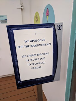 Ice cream machine had technical issues and stopped serving half way through the cruise.