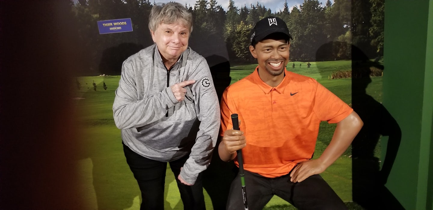 Me and Tiger Woods.  Wax Museum.  My golf pullover is custom.