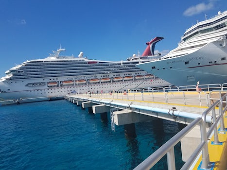 Carnival Victory in port with Carnival Triump  while in Cozumel Mexico.