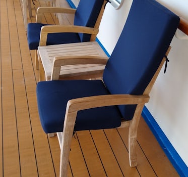 New &#39;coach class&#39; deck chairs.  Very uncomfortable.
