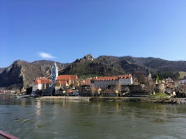 Passing through Dürnstein, Austria along the Danube.