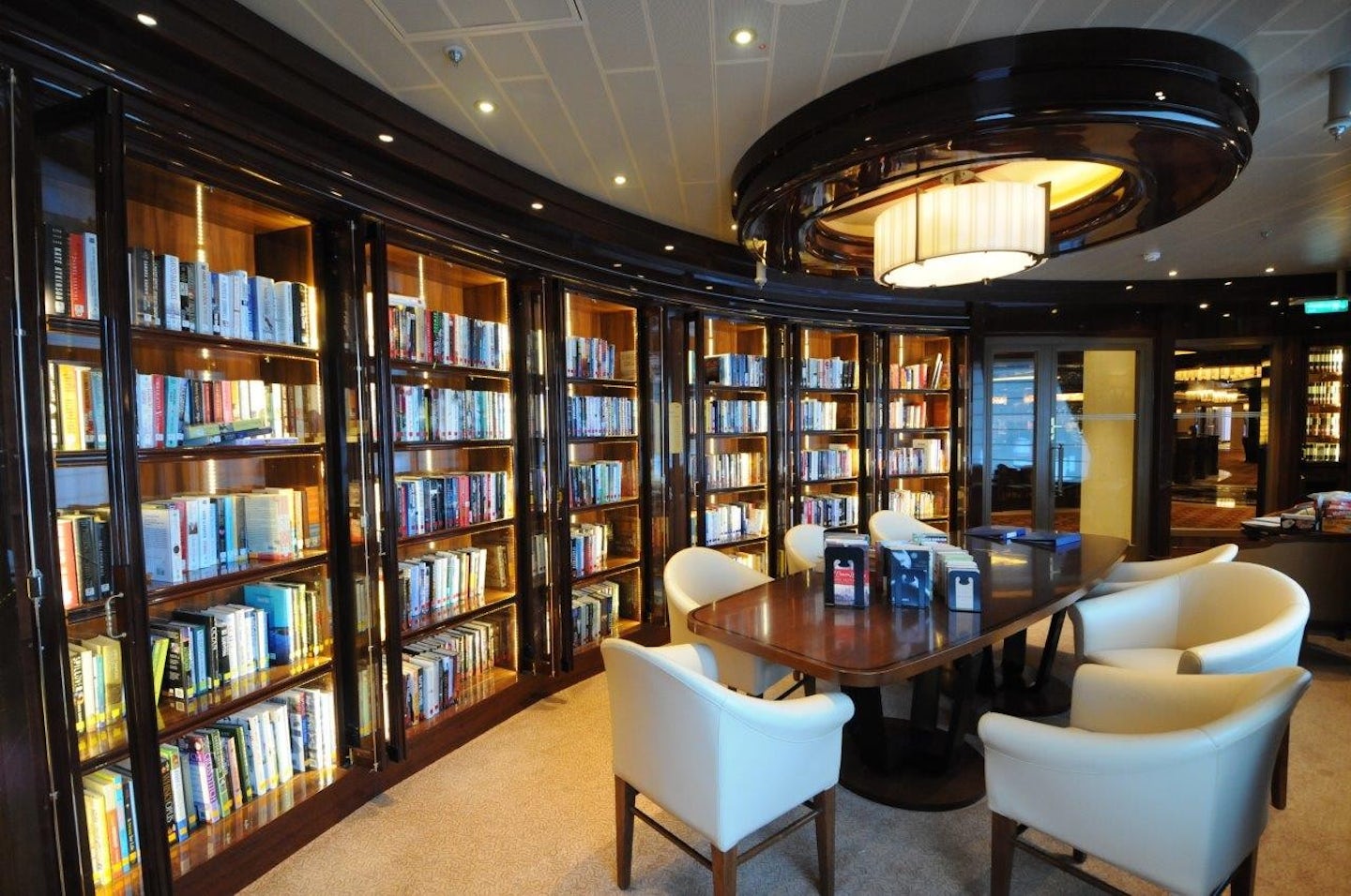 Here's the advertised library from Royal Princess stock photos.  You ca