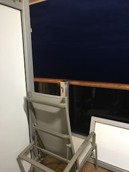 Panel taken off our balcony cabin . Repair was being left until the followi