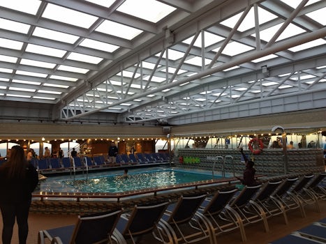 The aft pool with its dome covered