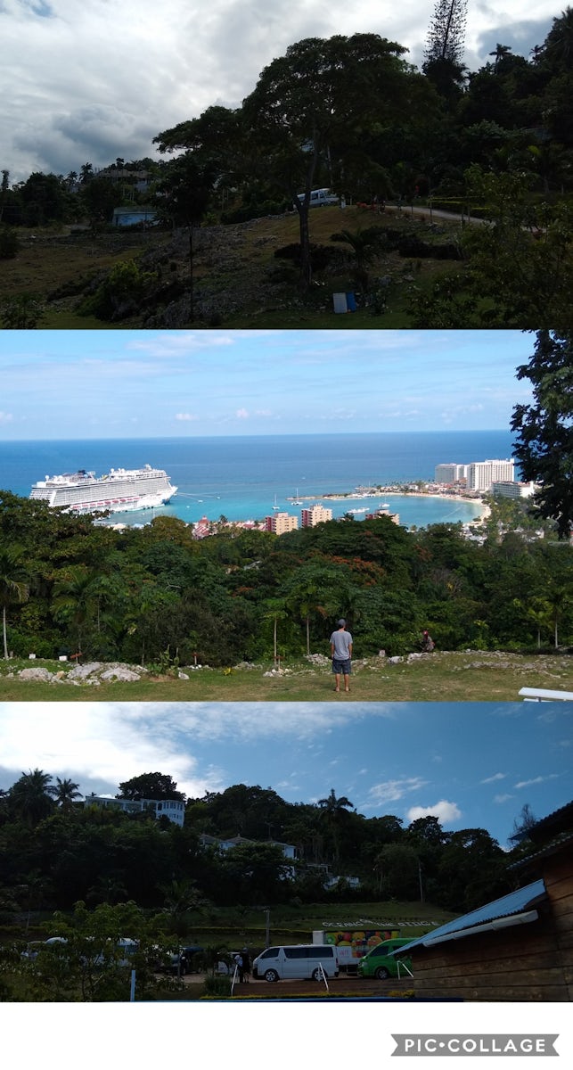 View of George Town, CI and the Escape docked as seen on the hilltop. 