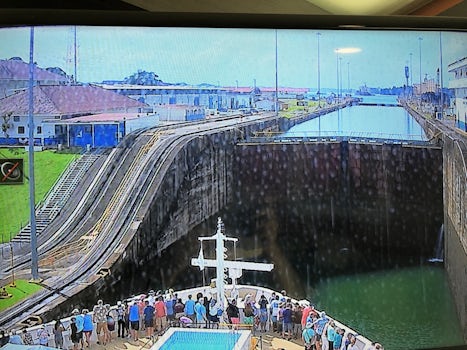 Panama Canal from the TV in the cabin