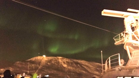 View of the Northern Lights from the ship.  The display lasted about 35 min