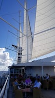 Under sail leaving Barbuda