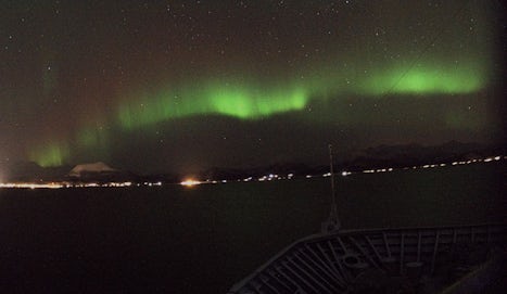 Norther lights - watched from the bow of the ship