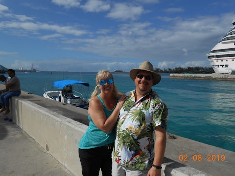 We are walking back to Nassau cruise port, great day