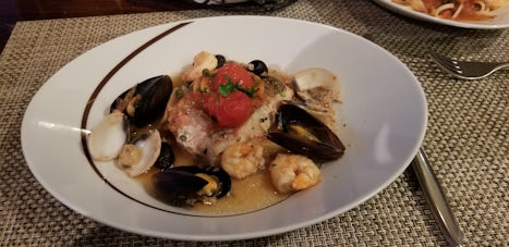 Red snapper with mussels, clams and shrimp at LaCucina.