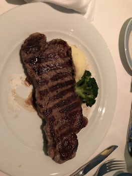 My delicious steak at the free restaurants on the ship