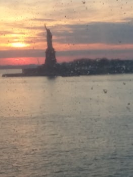 This is sunset the day we left out of New York was Statue of Liberty in the