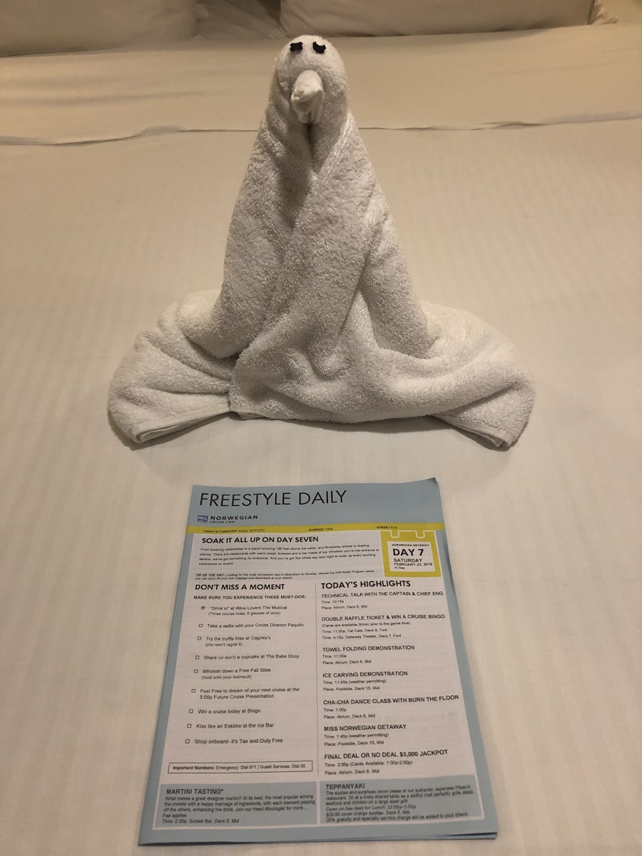 Towel animals by the staff!