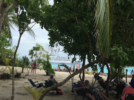 Under the trees on Conflict Islands.
