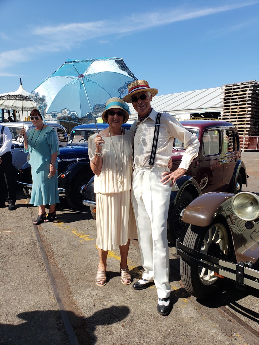 Napier. Folks dressed up in 1920s garb to meet the ship. 