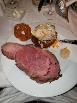 Mdr dinner, prime rib with backed potatoe.