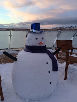 Snowman on rear deck
