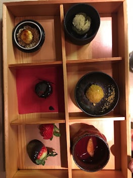 Japanese dessert tray at Teppenyaki's