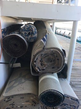 Carpet on ship either being replaced or instalked