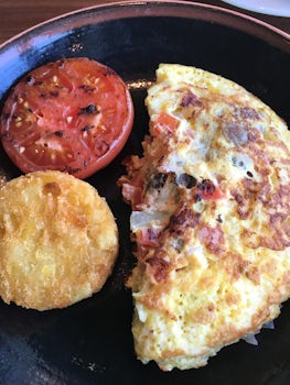The omelette was average but that potato cake was awesome.