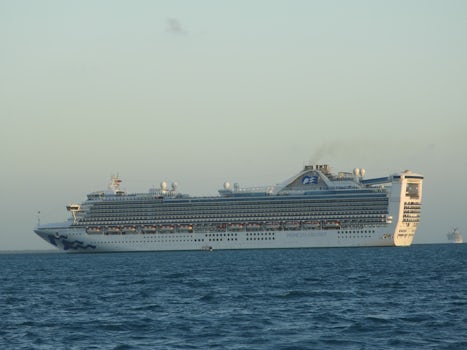 Cruise ship at viewed from tender ship.