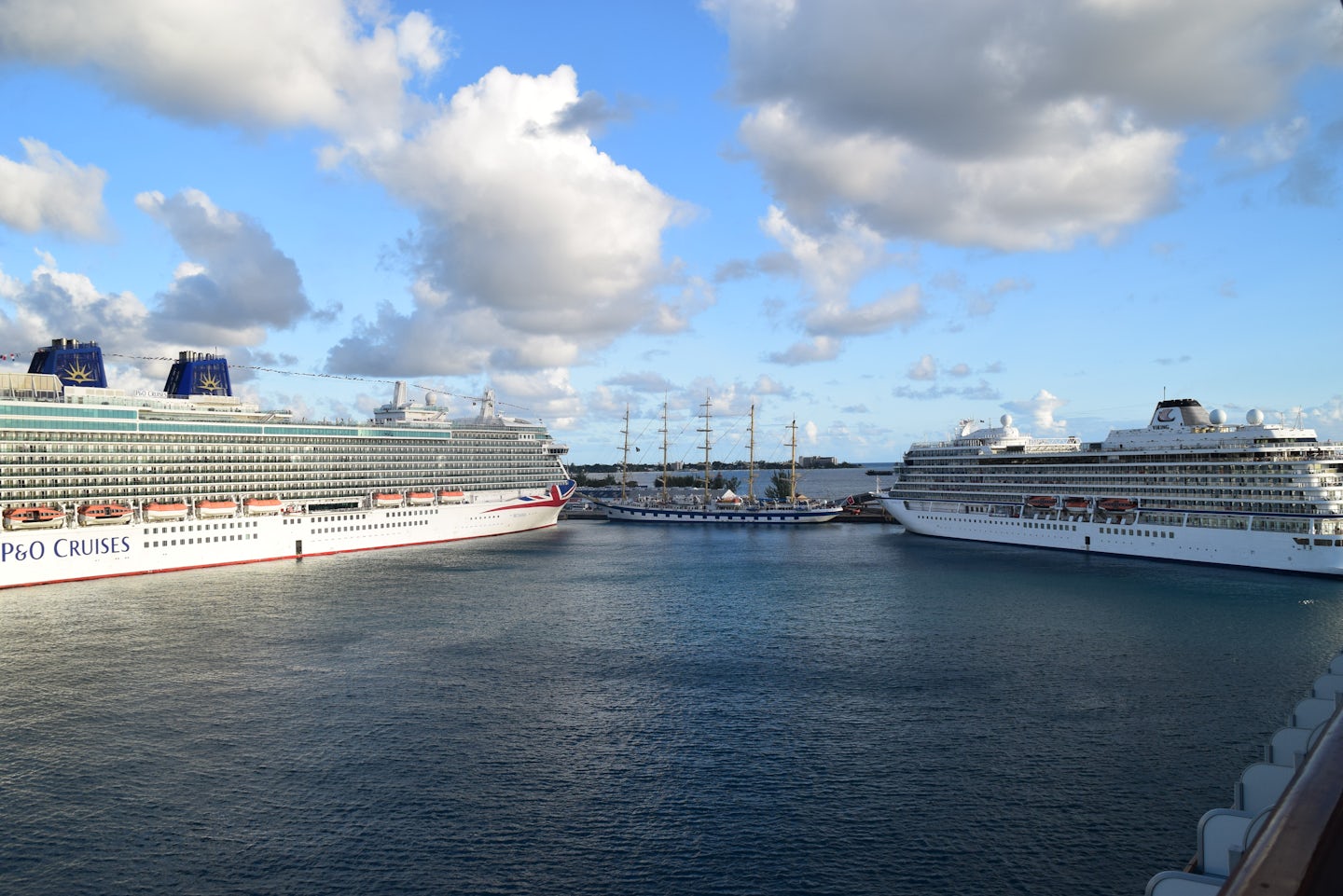 3 of the 5 ships that were in port at the same time.